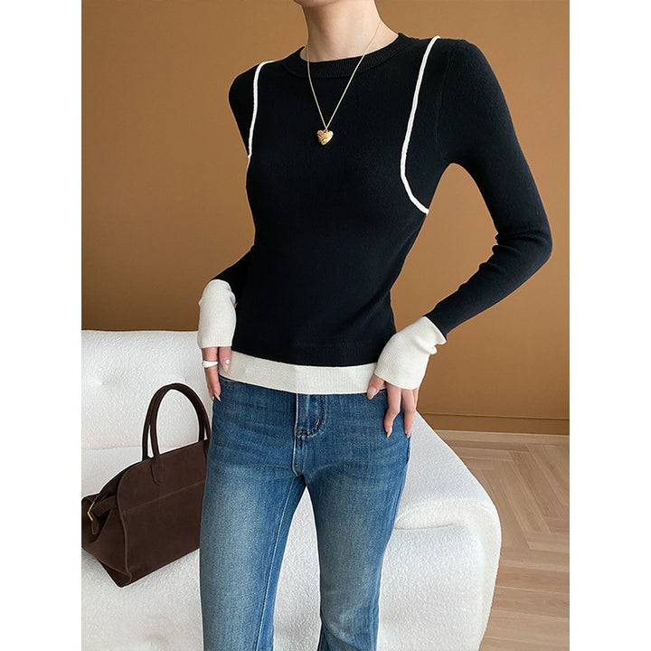 Damen Strickpullover mit modischem Design und Blickfang-Akzenten Drune