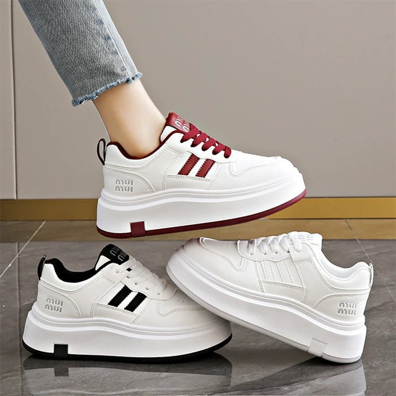 Damen Trendige Plateau-Sneaker mit weicher Polsterung und rutschfester Sohle Drune