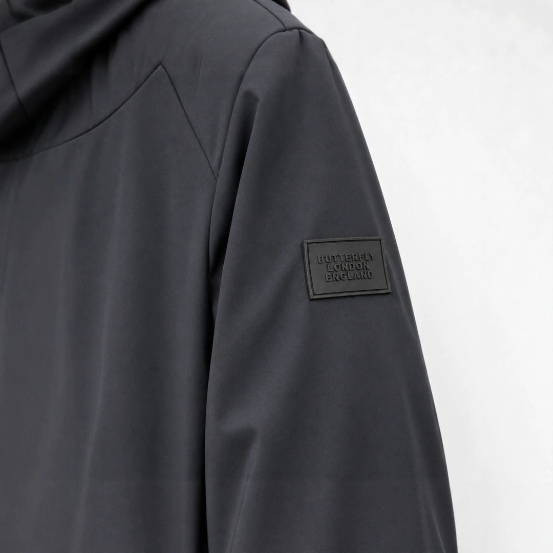 Herren leichte winddichte Softshell‑Kapuzenjacke mit kariert gefütterter Kapuze Drune