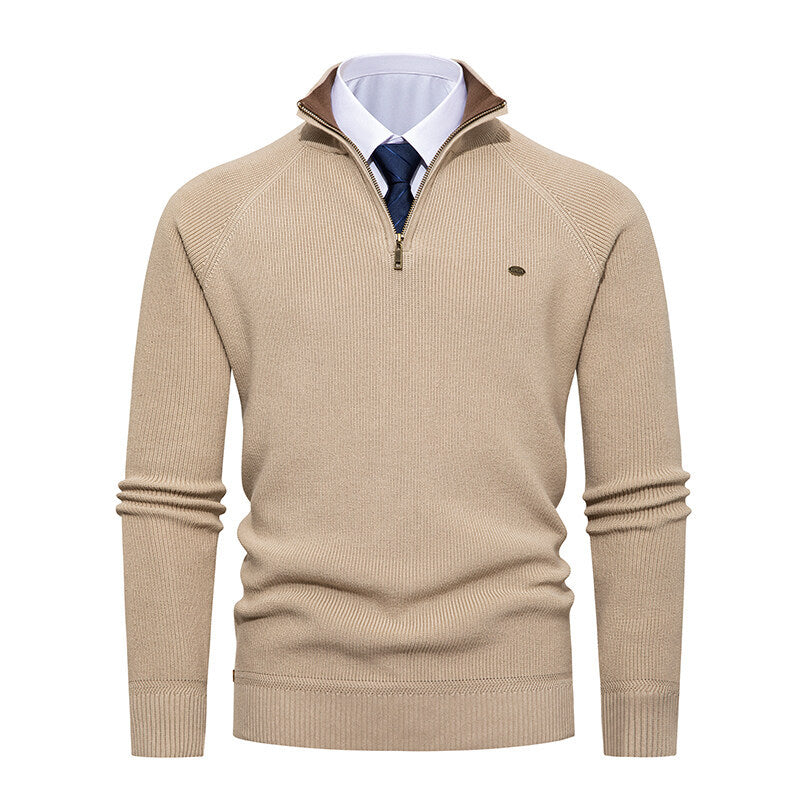 Herren eleganter Strickpullover mit Stehkragen und Reißverschluss Drune