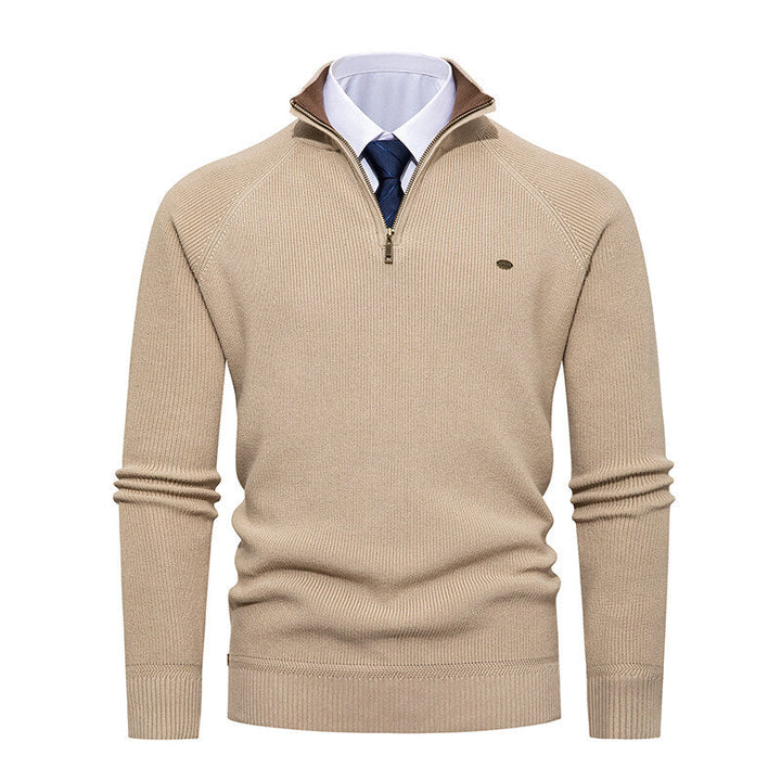 Herren eleganter Strickpullover mit Stehkragen und Reißverschluss Drune