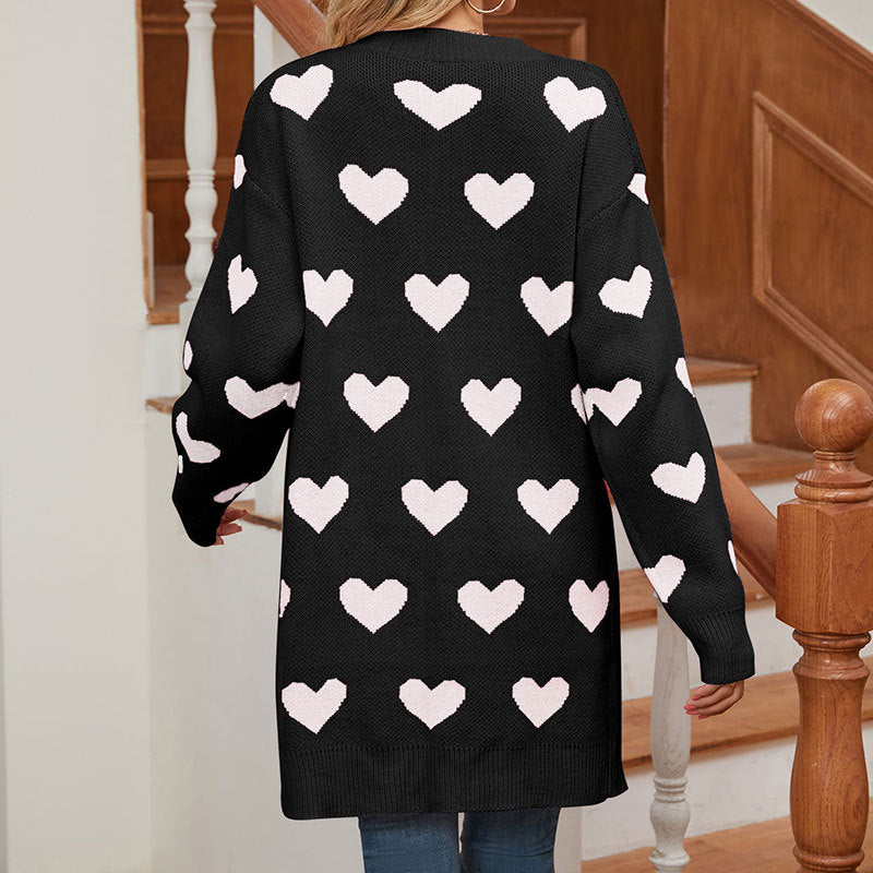 Damen Strickjacke mit Herzmuster Drune