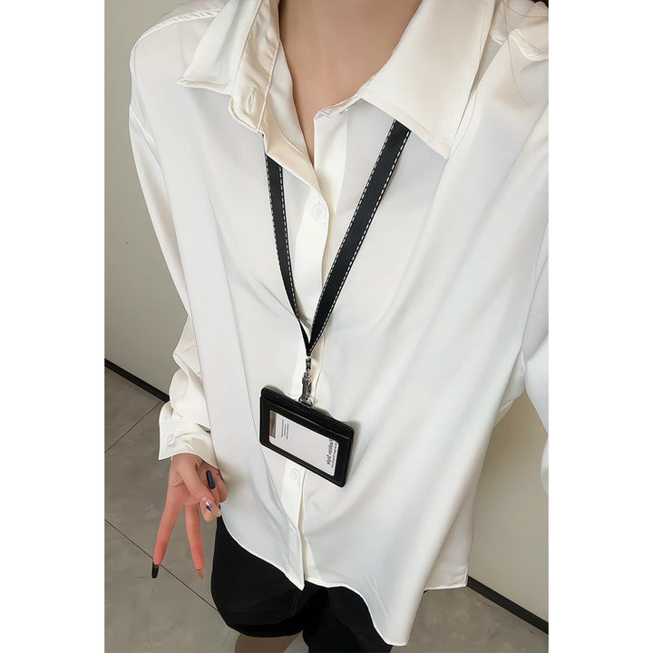 Damen Elegante und luftige Bluse mit Stehkragen Drune