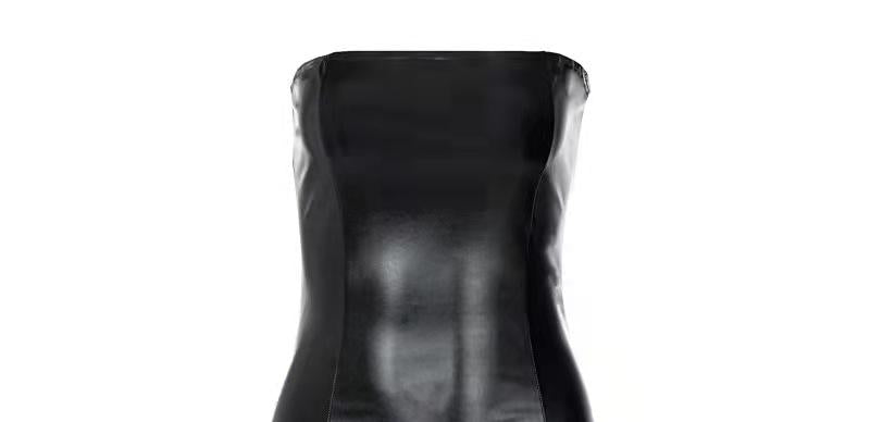 Damen Cocktailkleid aus hochglänzendem Kunstleder mit figurbetontem Schnitt Drune