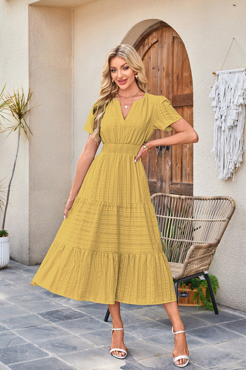 Damen Maxi-Kleid aus leichtem, gestreiftem Stoff Drune