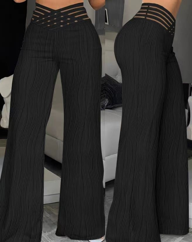 Damen Elegante Weitbeinige Stoffhose mit hochtailliertem Design Drune