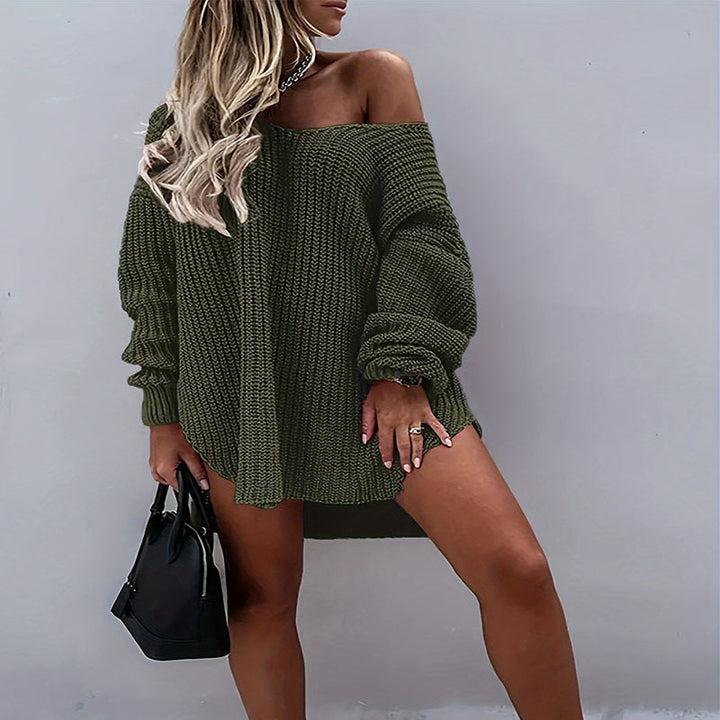 Damen Oversized Strickpullover mit weitem Schnitt und offenen Ärmeln Drune