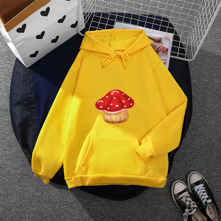 Damen nan leichter Oversize Kapuzenpullover mit Herz‑EKG‑Motiv, langen Kordeln und elastischem Bund Drune