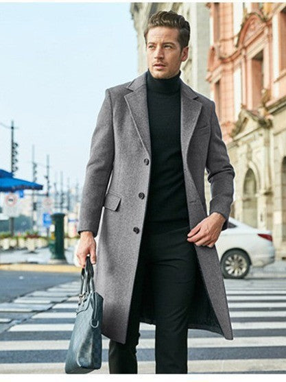 Herren eleganter und moderner Langmantel mit strukturiertem Obermaterial Drune