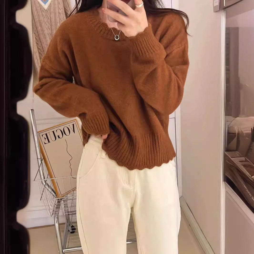 Damen kuscheliger Strickpullover mit lässigem Schnitt und Rippdetails Drune