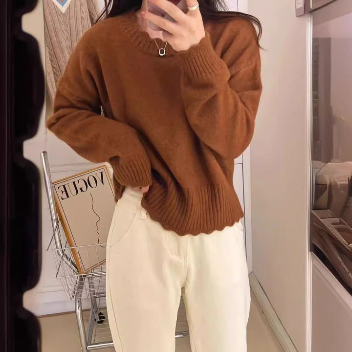 Damen kuscheliger Strickpullover mit lässigem Schnitt und Rippdetails Drune