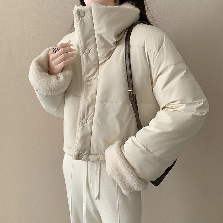 Damen nan kurze wattierte Jacke mit hochschließendem Schalkragen und Teddybündchen Drune
