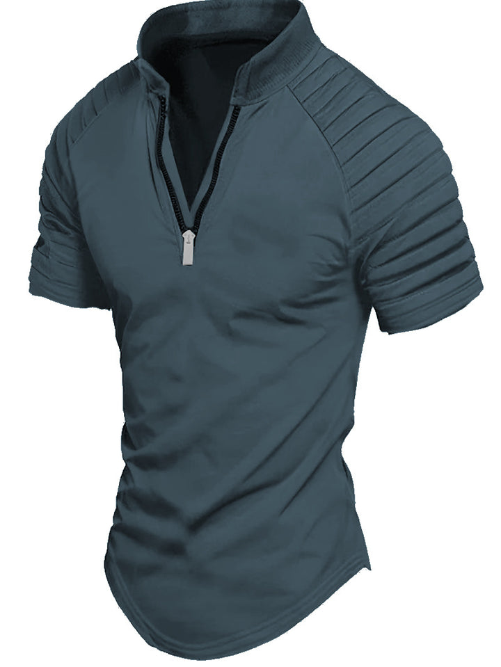 Herren sportliches Funktionsshirt mit halbem Reißverschluss und Rippdetails Drune
