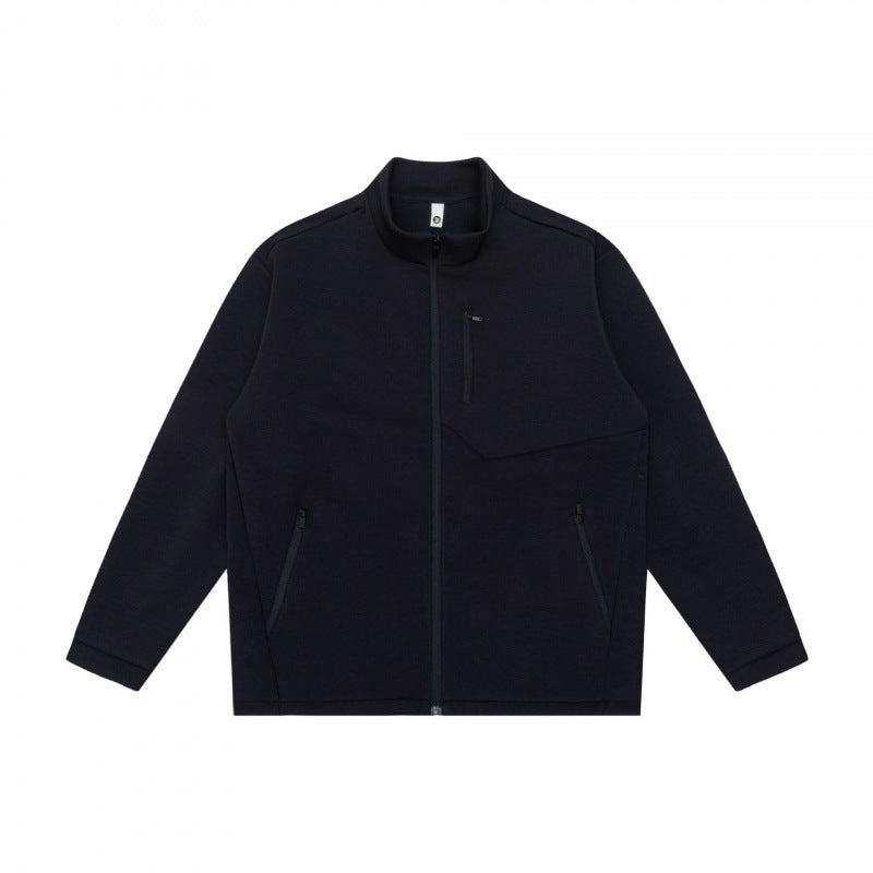 Unisex Boxy-Fleece-Zipjacke mit hohem Stehkragen, Brusttasche und verdecktem Frontreißverschluss Drune