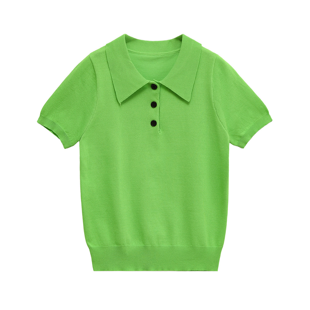 Damen Elegantes kurzärmliges Poloshirt mit klassischen Knöpfen Drune