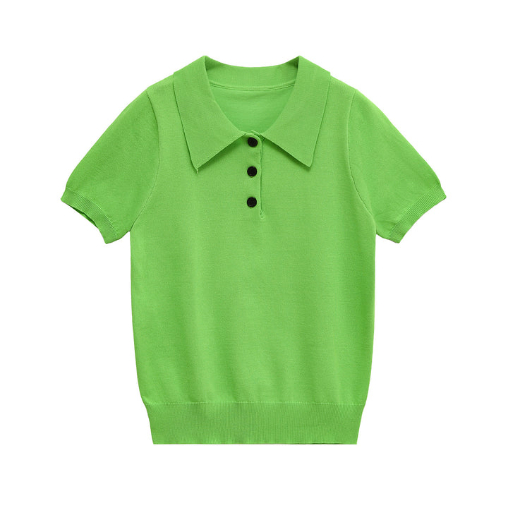 Damen Elegantes kurzärmliges Poloshirt mit klassischen Knöpfen Drune