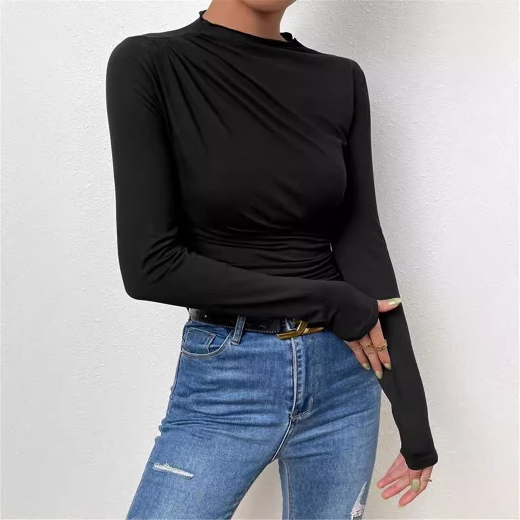 Damen Langarmshirt mit raffiniertem Drapé-Design Drune