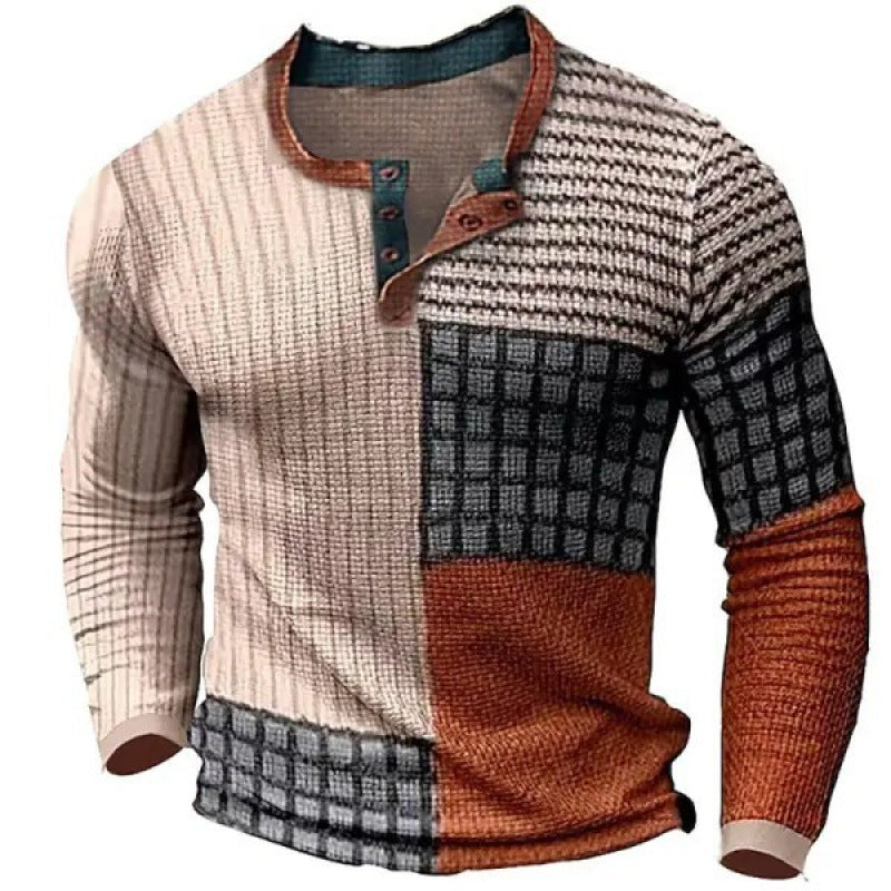 Herren Sportliches Langarmshirt mit Knopfleiste Drune
