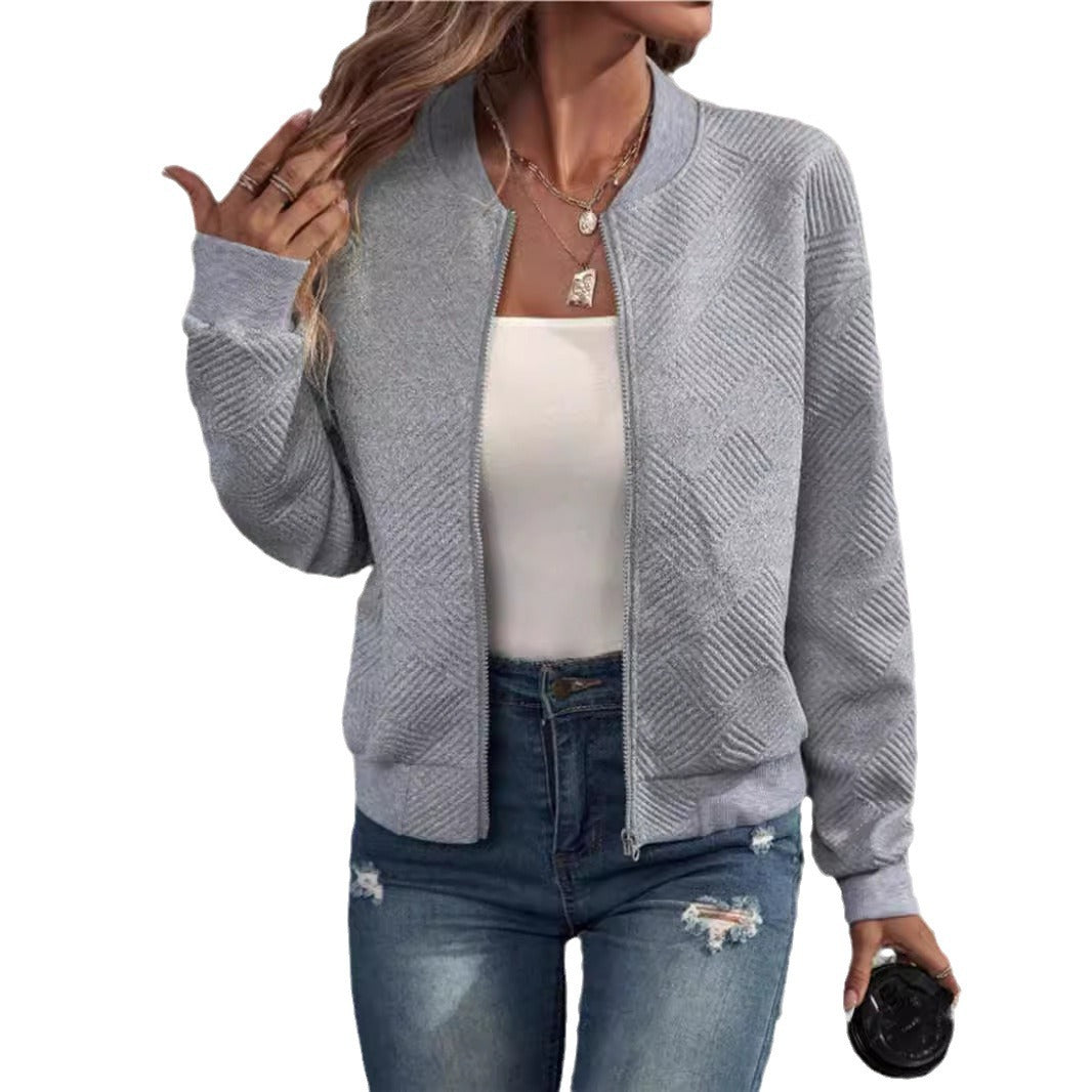 Damen sportliche Bomberjacke mit strukturiertem Design und hohen Bündchen Drune