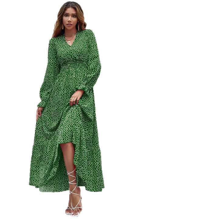 Damen Midikleid mit floralem Volant und elastischem Taillengürtel Drune