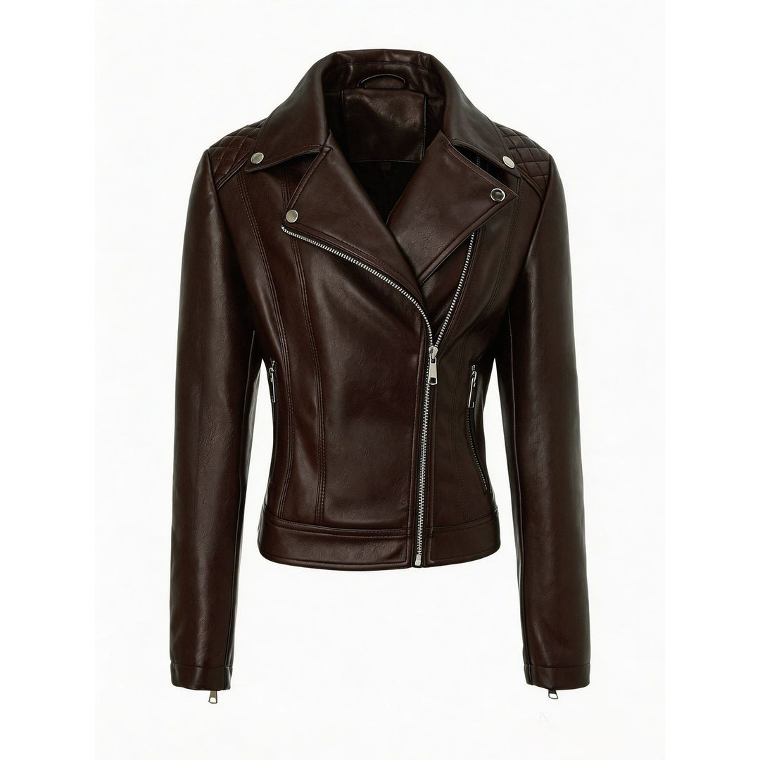Damen Figurumspielende Kunstlederjacke Drune