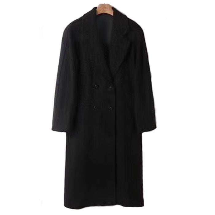 Damen Eleganter Doppeltbreasted Wollmantel Drune