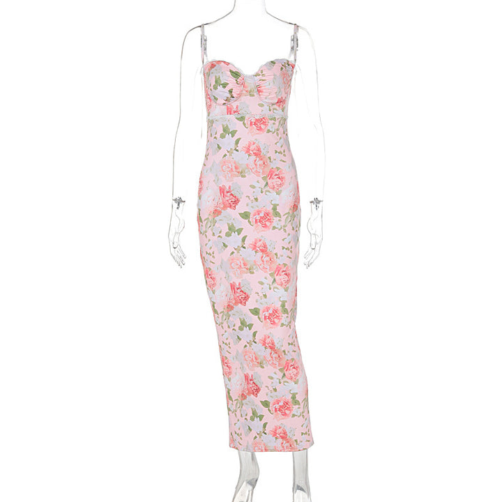 Damen Elegantes figurbetontes Maxikleid mit floralem Design Drune