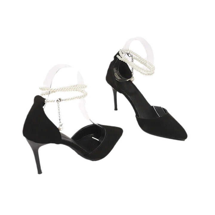 Damen Cut-Out Pumps mit Perlenknöchelriemen und schlankem Stiletto Drune