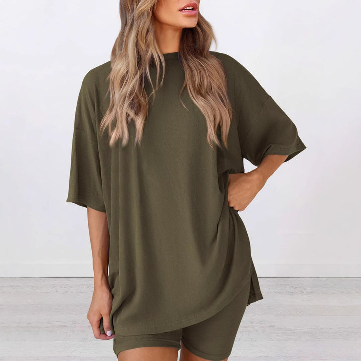Damen Bequeme Oversized T-Shirt mit Seitenschlitzen Drune