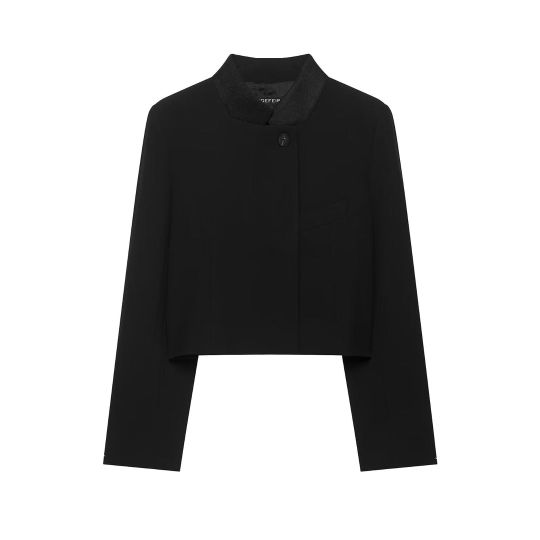 Damen Kurzblazer im Cropped‑Schnitt mit Stehkragen Drune