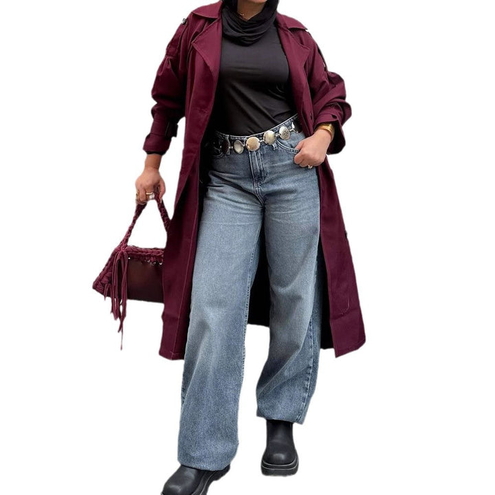 Damen trendiger Trenchcoat mit stilvollem Schnitt und praktischen Taschen Drune
