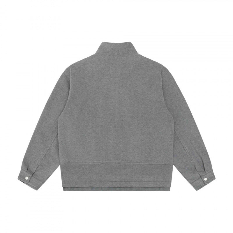 Herren Kurz geschnittener Boxy‑Blouson aus Wollmix mit Stehkragen, Metallreißverschluss und verdeckten Eingrifftaschen Drune