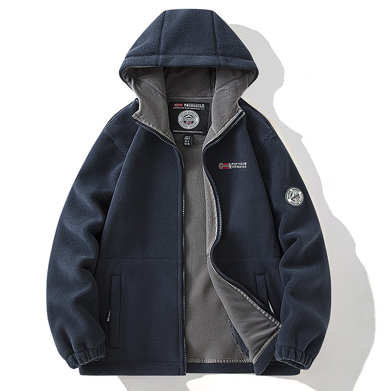Unisex Kapuzen-Fleecejacke mit wärmender Mikrofleecefütterung und Reißverschluss Drune