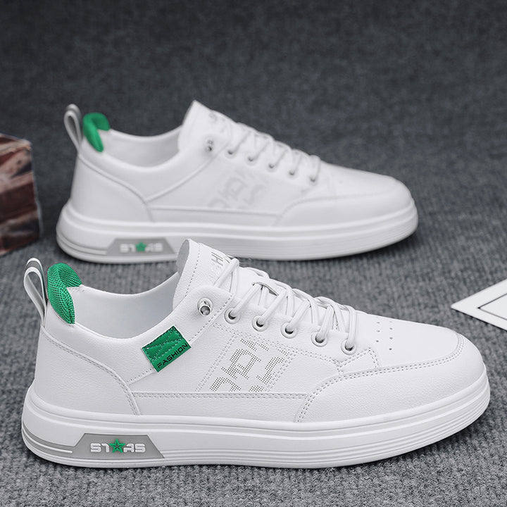 Herren minimalistische Kunstleder-Sneaker mit belüfteter Zehenperforation und gepolsterter Fersenschlaufe Drune