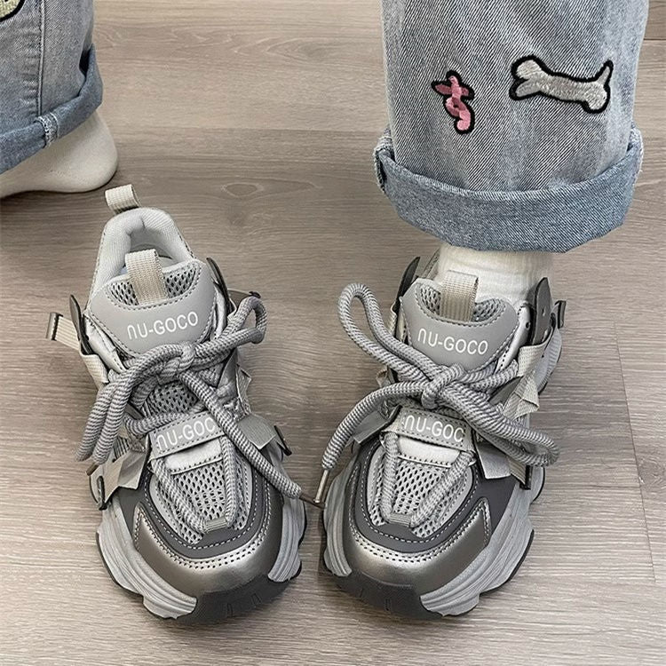 Damen Sportlich-luxuriöse Multi‑Layer City‑Sneaker mit robuster Plateau‑Sohle und verstellbarem Schnallenriemen Drune