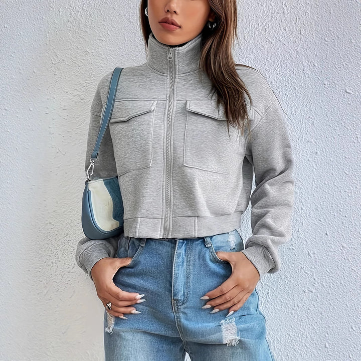 Damen modische Kurzjacke mit praktischen Aufsatztaschen und sportlichem Schnitt Drune