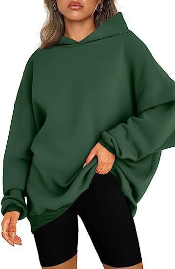 Damen nan Oversize-Kapuzenpullover im Longline-Schnitt mit Raglanärmeln und weichem Innenfutter Drune