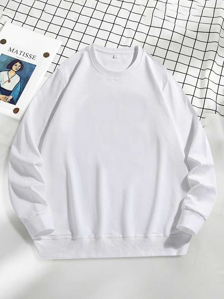 Herren Lässiges Rundhals-Sweatshirt mit Rippbündchen Drune