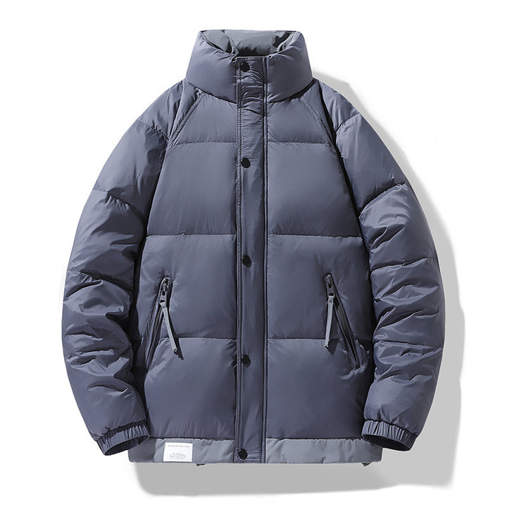 Herren Gesteppte Wattierte Daunenjacke mit Stehkragen und Kordelzug Drune
