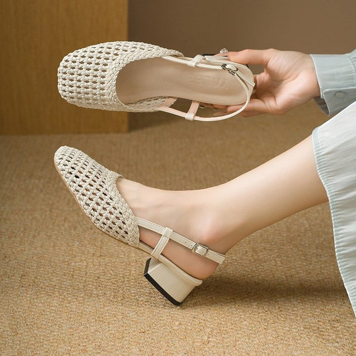 Damen Slingback-Pantoletten mit luftiger Webstruktur und bequemer Absatzhöhe Drune