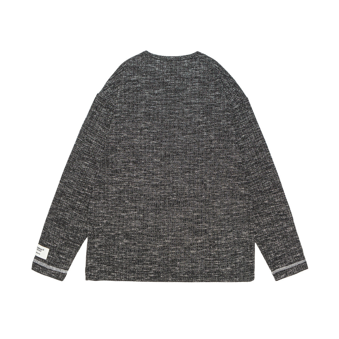 Unisex Gerippter Henley-Pullover mit Knopfleiste und Oversize-Silhouette Drune