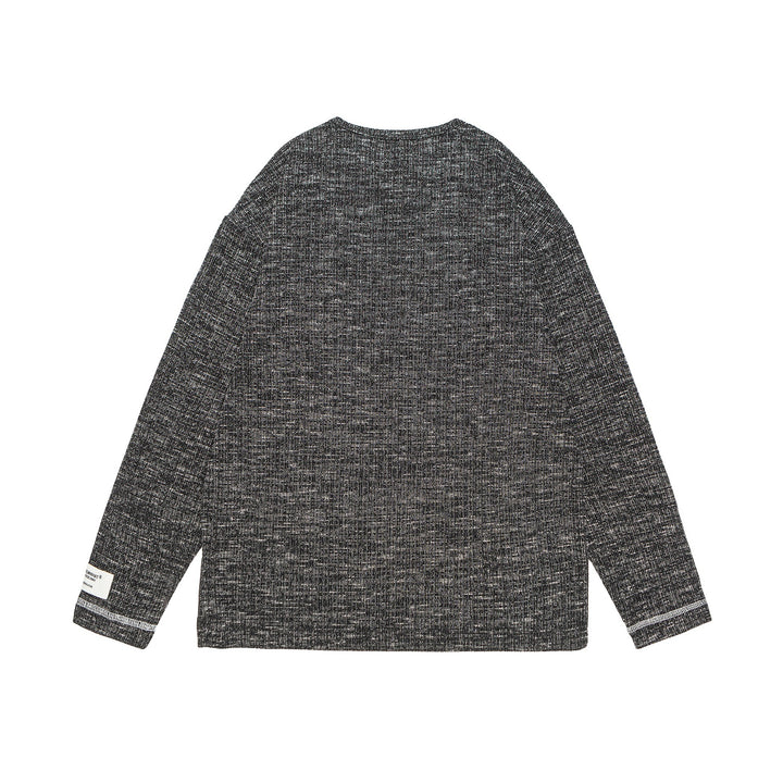Unisex Gerippter Henley-Pullover mit Knopfleiste und Oversize-Silhouette Drune