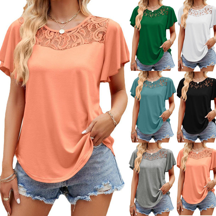 Damen Freizeitbluse mit Spitzeneinsatz Drune