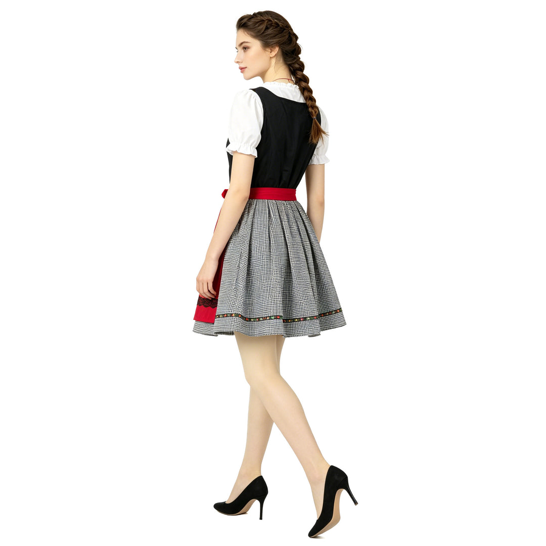 Damen nan traditionelles Dirndlkleid mit Herzausschnitt, geschnürtem Mieder und dekorativer Schürze Drune
