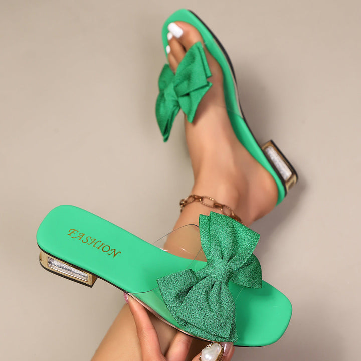 Damen Glamouröse Zehentrenner-Sandalen mit funkelndem Schleifendesign Drune