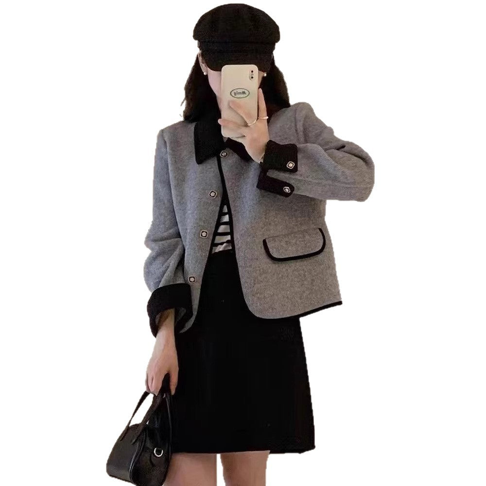 Damen elegante Kurzjacke mit kontrastierenden Details Drune