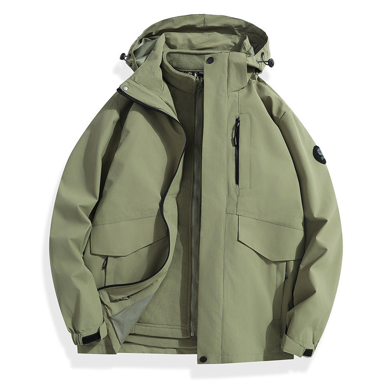 Herren Leichte Softshell-Regenjacke mit herausnehmbarem Fleecefutter, versiegelten Nähten und Multifunktions‑Taschen Drune