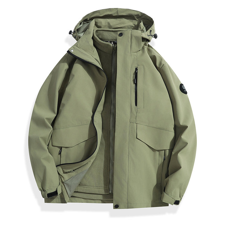 Herren Leichte Softshell-Regenjacke mit herausnehmbarem Fleecefutter, versiegelten Nähten und Multifunktions‑Taschen Drune
