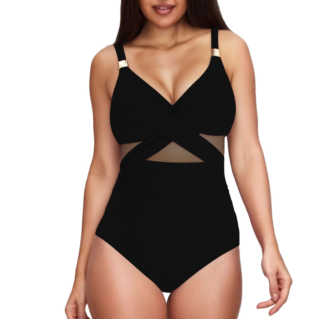 Damen Eleganter Einteiler mit transparenter Einsätzen Drune