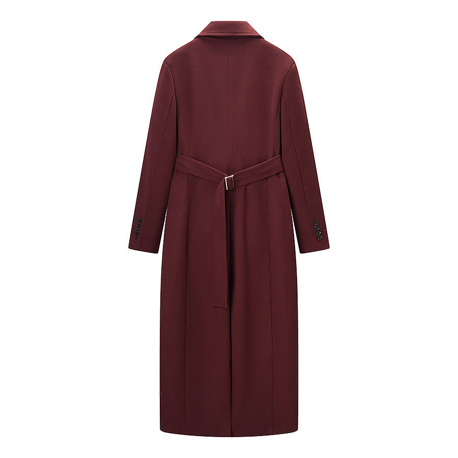 Damen Longline-Mantel mit taillierter Silhouette, strukturiertem Revers und Gehschlitz Drune